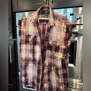 Forever 21 Red and Black Plaid Sleeveless Top